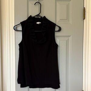 Crown & Ivy Black Ruffled Sleeveless Blouse